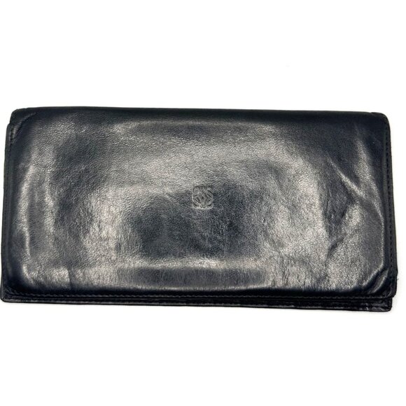 Loewe Black Leather Long Wallet With Multiple Card Slots & ‎ COA - Picture 1 of 12